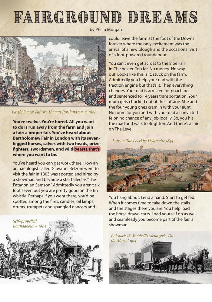 First page of an illustrated history of showman's traction engines
